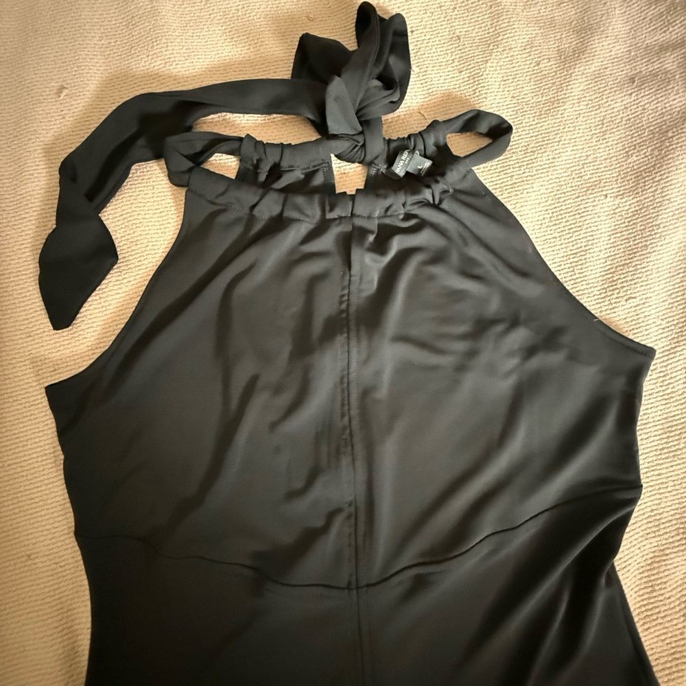 Banana Republic Elegant Black Halter Maxi Open Back Dress